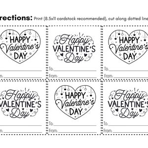 Happy Valentine's Day druckbare Karten schwarz und weiß
