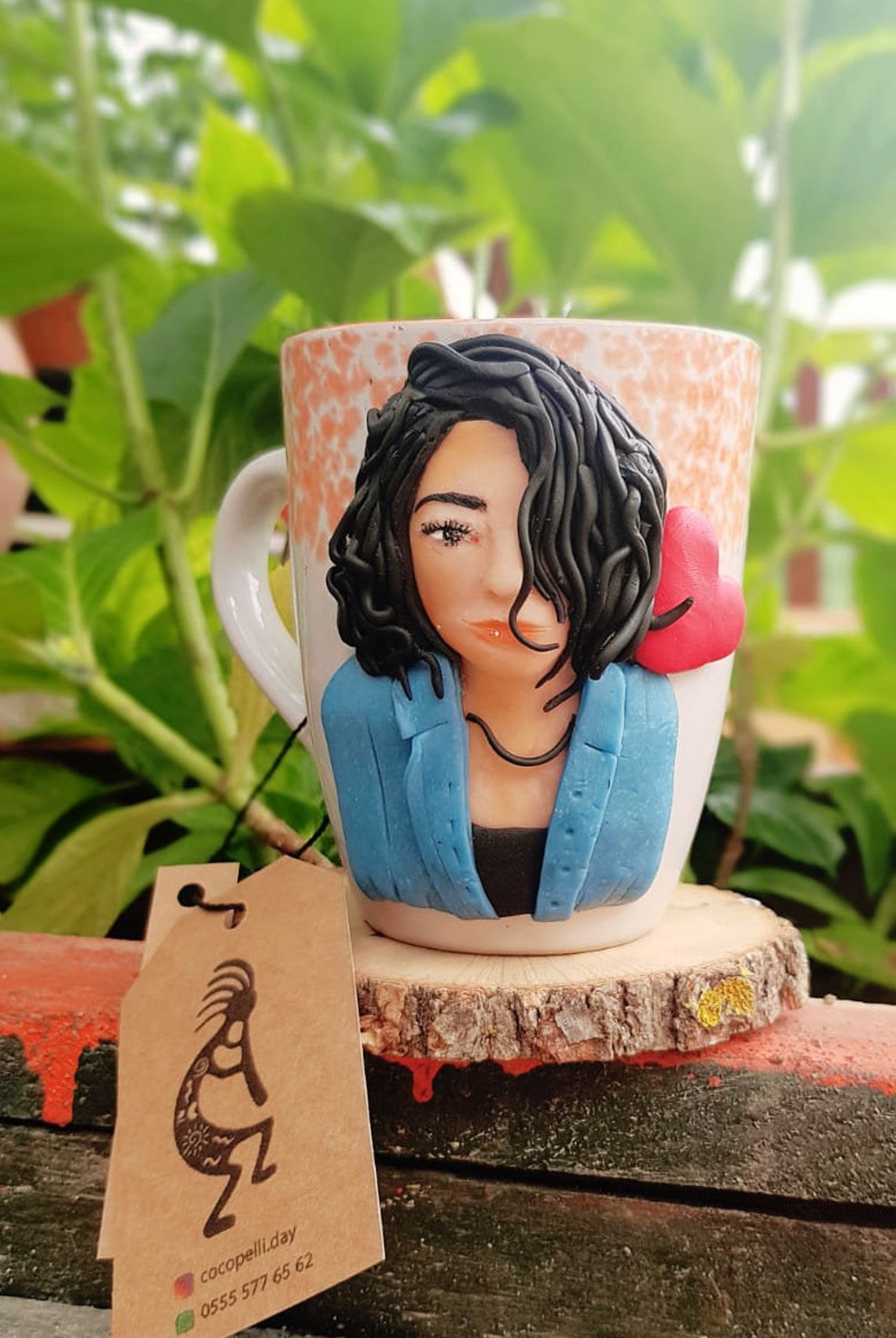 Polymer Clay Decorated Handmade Clay Mug Best Friend Mug Etsy UK