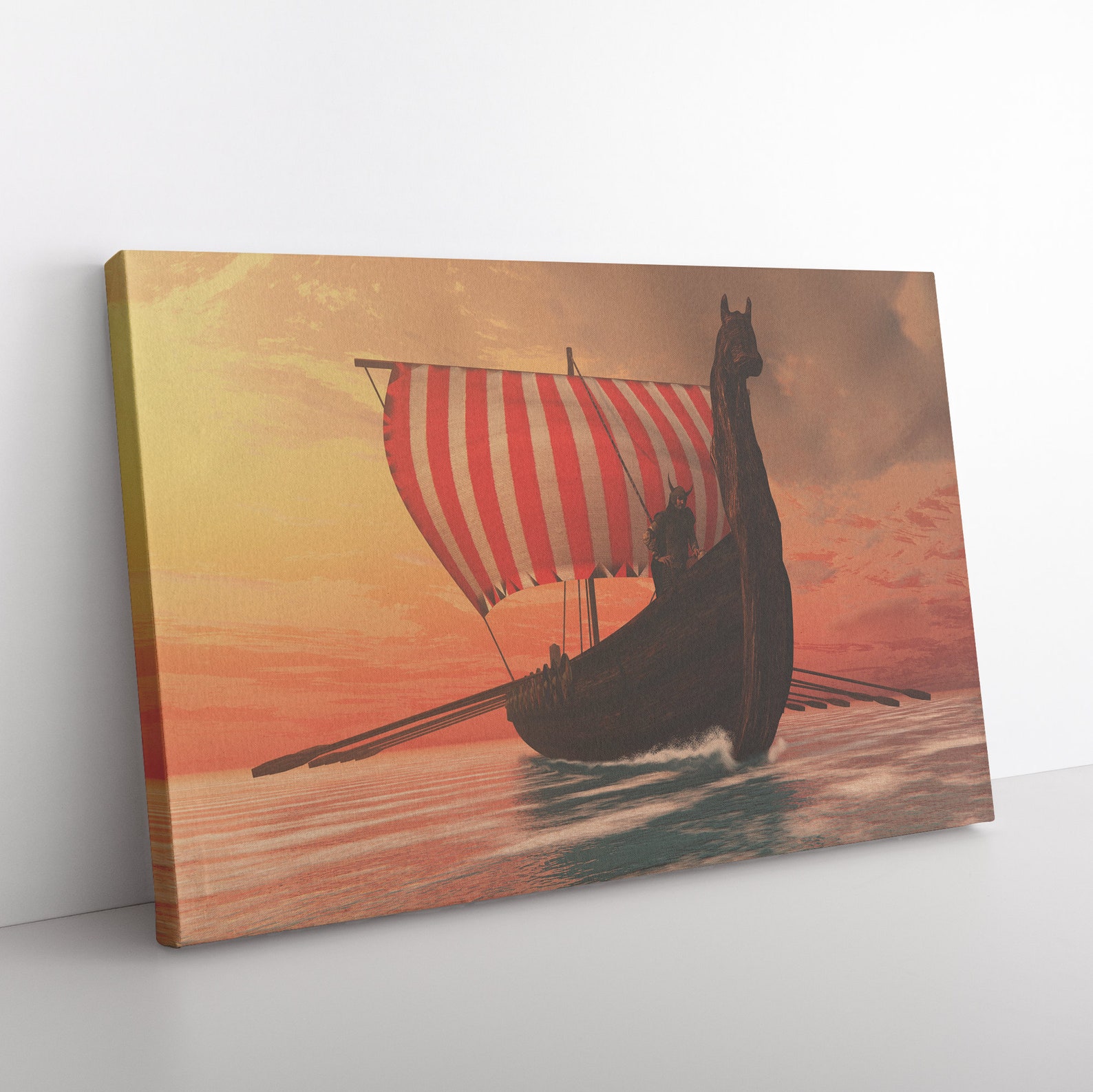 Viking Longboat Canvas Wall Art Viking Nordic Art Gift Etsy