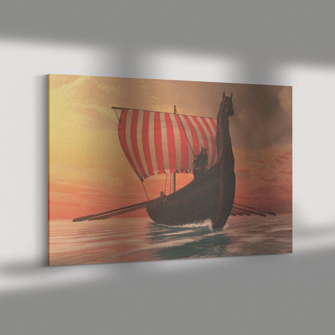 Viking Longboat Canvas Wall Art Viking Nordic Art Gift Etsy