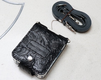 Crossbody strap Personalized Moto Razr 60 Ultra Moto razr+ 2024 Razr 50 Ultra  leather wallet case Men Leather Personalized Black 6CCMF01