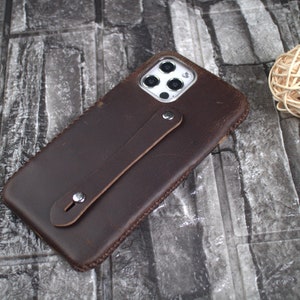 Estuche de cuero para iPhone 16e 15 Pro Max/15 Plus/14 Pro Max/14 Plus/13 Pro Max 12 Pro Estuche de cuero de grano completo marrón personalizado