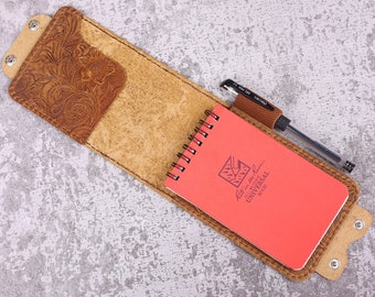 Funda personalizada de 4" x 6" / 3" x 5" para cuaderno de espiral superior, funda de cuero para cuaderno de espiral superior Rite in the Rain de 4" x 6" con cierre EJRR01