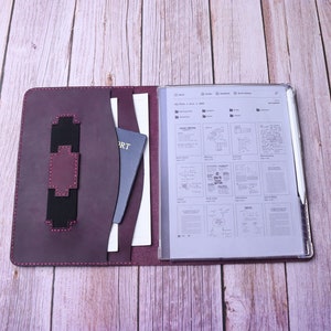 Pelle viola anticata adatta a Remarkable Paper Pro, custodia per tablet con ampia tasca con cerniera di sicurezza e maniglia elastica 10PAWRE