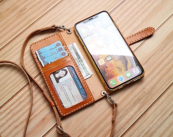 Crossbody strap Customized leather iPhone 16e 15 Pro Max 15 Plus 14 Pro Max 14 Plus 13 Pro Max/SE/12 Pro Max/15 Pro wallet cas Personalized