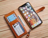Wristlet Handmade Leather iPhone 11 Pro Max 8 7 6 Plus 12 Pro Max leather case wallet Tooled Leather Personalized Full Grain Leather Yellow