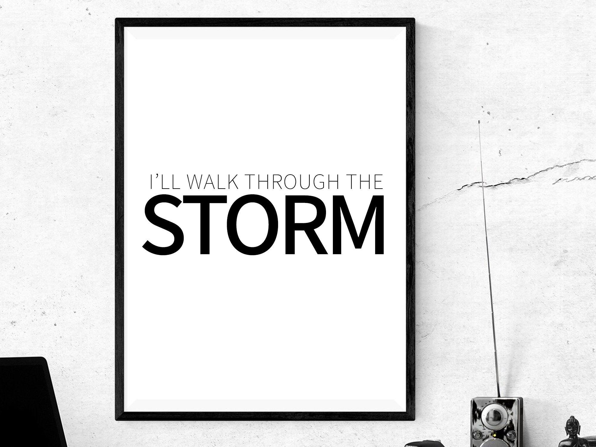 Ich werde durch den Sturm gehen, druckbare Poster, Typografie Wandkunst