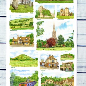 Views of Wiltshire  100% Cotton Tea Towel