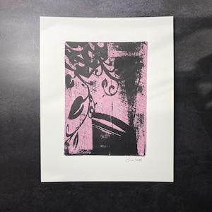 Urban Chic on Hot Pink | 5x7 Monoprint Photography | Mixed Media Photo Art