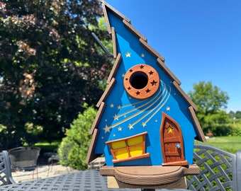 Hand-Crafted Whimsical Teardrop Birdhouse, Solid Pine Garden Decor