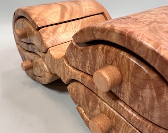 Signed Craig Boland Wooden Puzzle Box, Cedar Jewelry Chest W