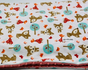Fawn, Deer, Birdie Minky Baby Blanket, Baby Shower Gift, Personalize, Girl Blanket, Luxurious, Toddler, Nap time