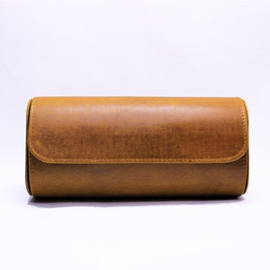 High Quality Genuine Leather Watch Travel Case - 3 compartments with button detachments