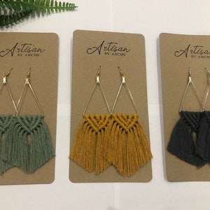 Boho style earrings macrame uk drop dangle fringe tassel earrings minimalist