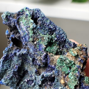 Raw Blue Azurite Specimen, Azurite with Green Malachite Crystal Cluster, Raw Azurite Stone, Raw Malachite Azurite Crystal