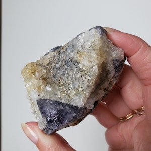 Fluorite with Quartz Druzy| RARE Unique Druzy Quartz Covered Blue Cubic Fluorite Specimen from Nigeria | Mixed Mineral Specimen
