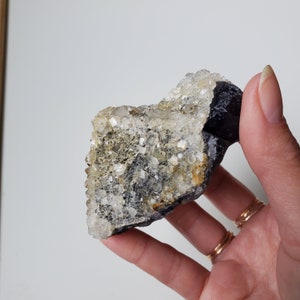 Fluorite with Quartz Druzy| RARE Unique Druzy Quartz Covered Blue Cubic Fluorite Specimen from Nigeria | Mixed Mineral Specimen