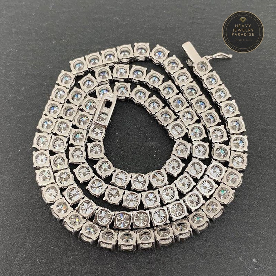 5mm Tennis Chain 925 Sterling Silver Single Row Moissanite Etsy