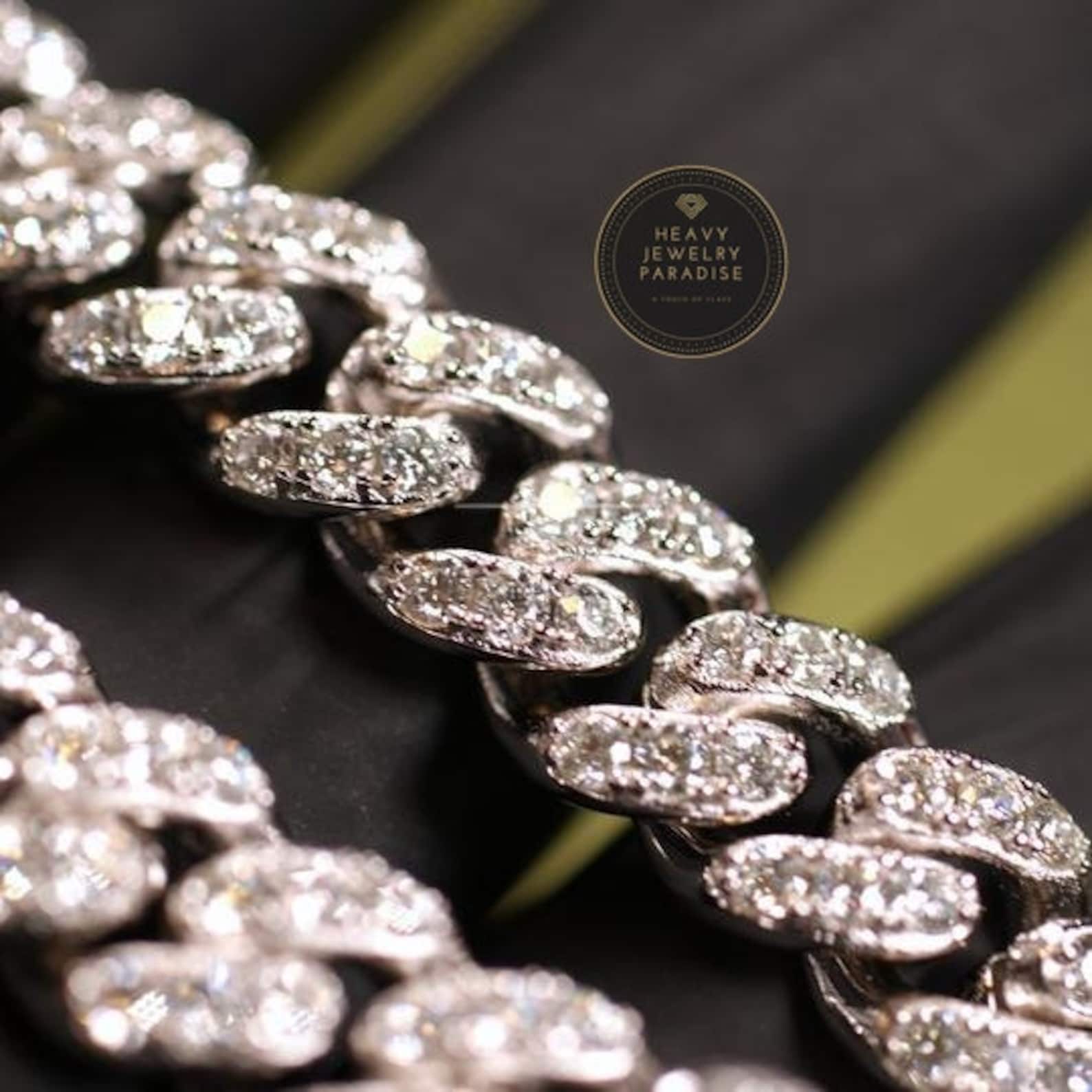 VVS1 Moissanite Cuban Chains Solid 925 Sterling Silver Etsy