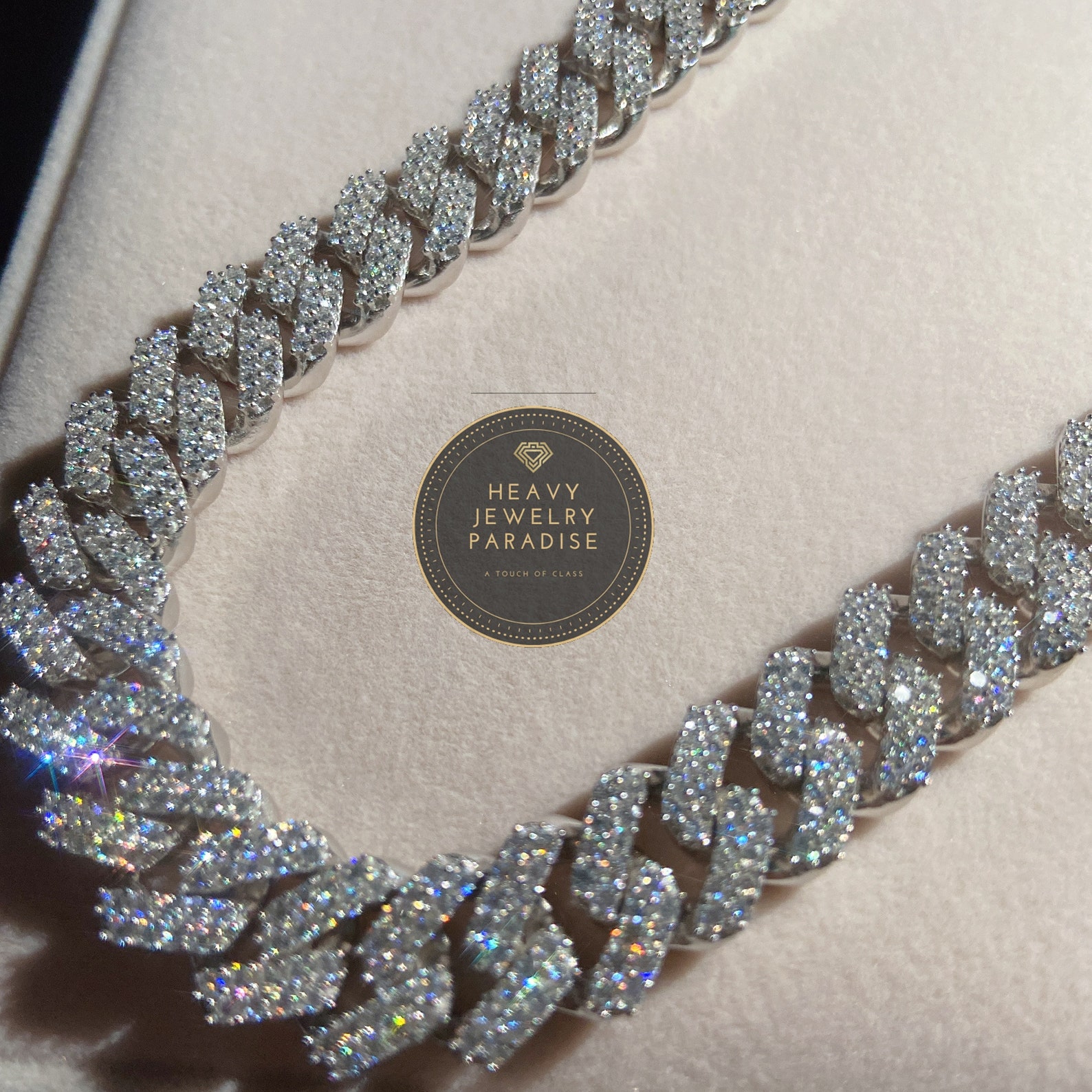 Iced Out Men 925 Sterling Silver Cuban Link Chain 12MM VS1 Etsy