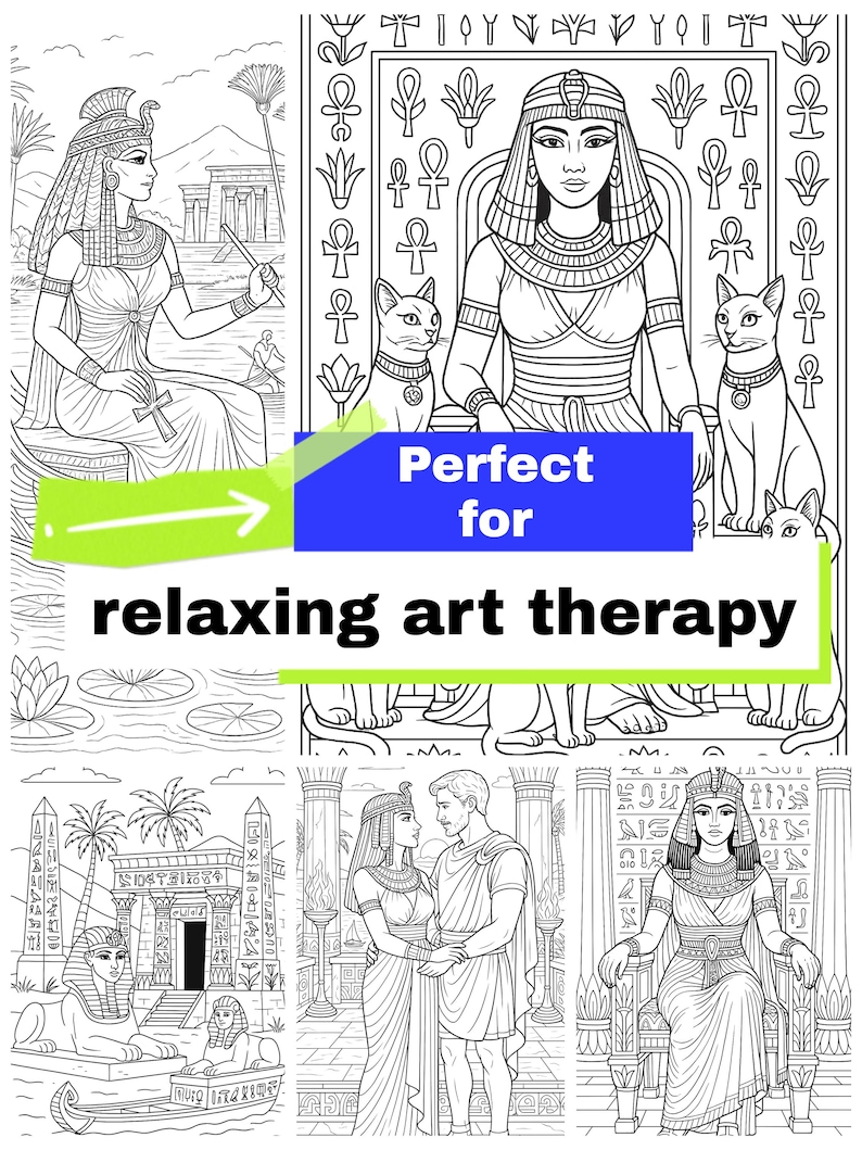 Cleopatra Coloring Pages – 5 Printable Ancient Egypt Line Art for ...