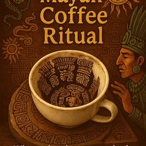 Maya-kafferitualväggkonst | Mystisk turkisk kaffeläsningsaffisch | Forntida glyfer spådomstryck | Spirituell bohemisk dekor