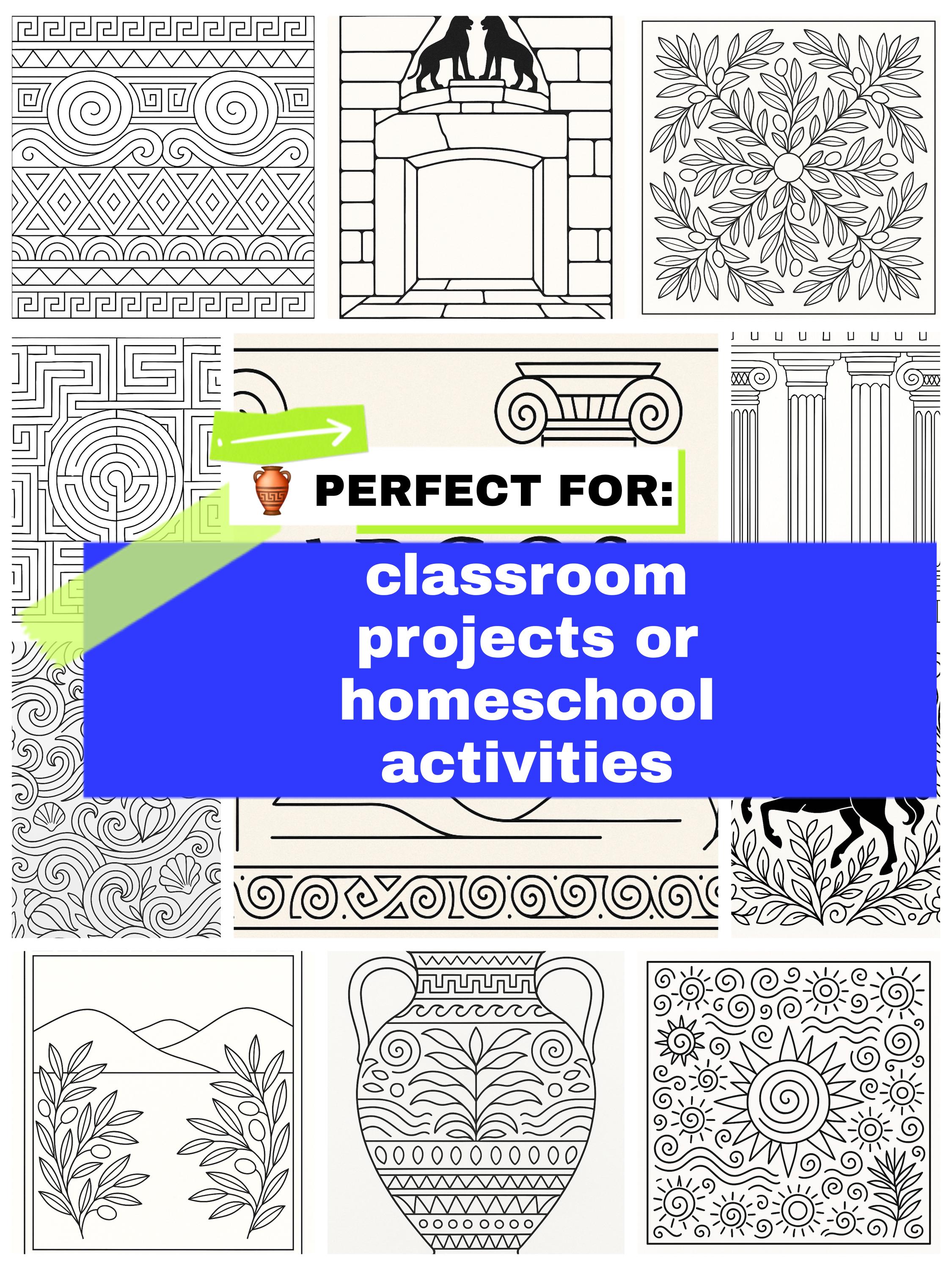 Argos Coloring Pages | Ancient Greek Patterns and Architecture Line Art ...