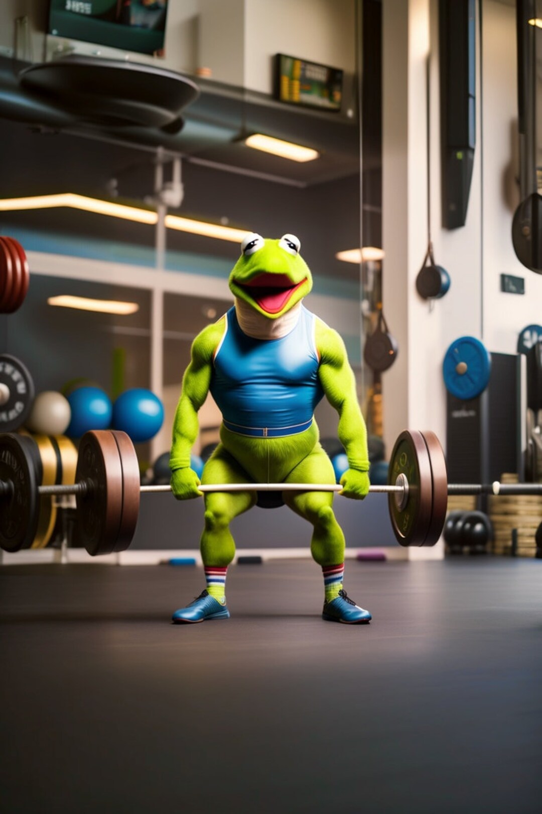 Kermit the Frog Doing Deadlifts at a Luxury Gym Portra 400 Gym Etsy
