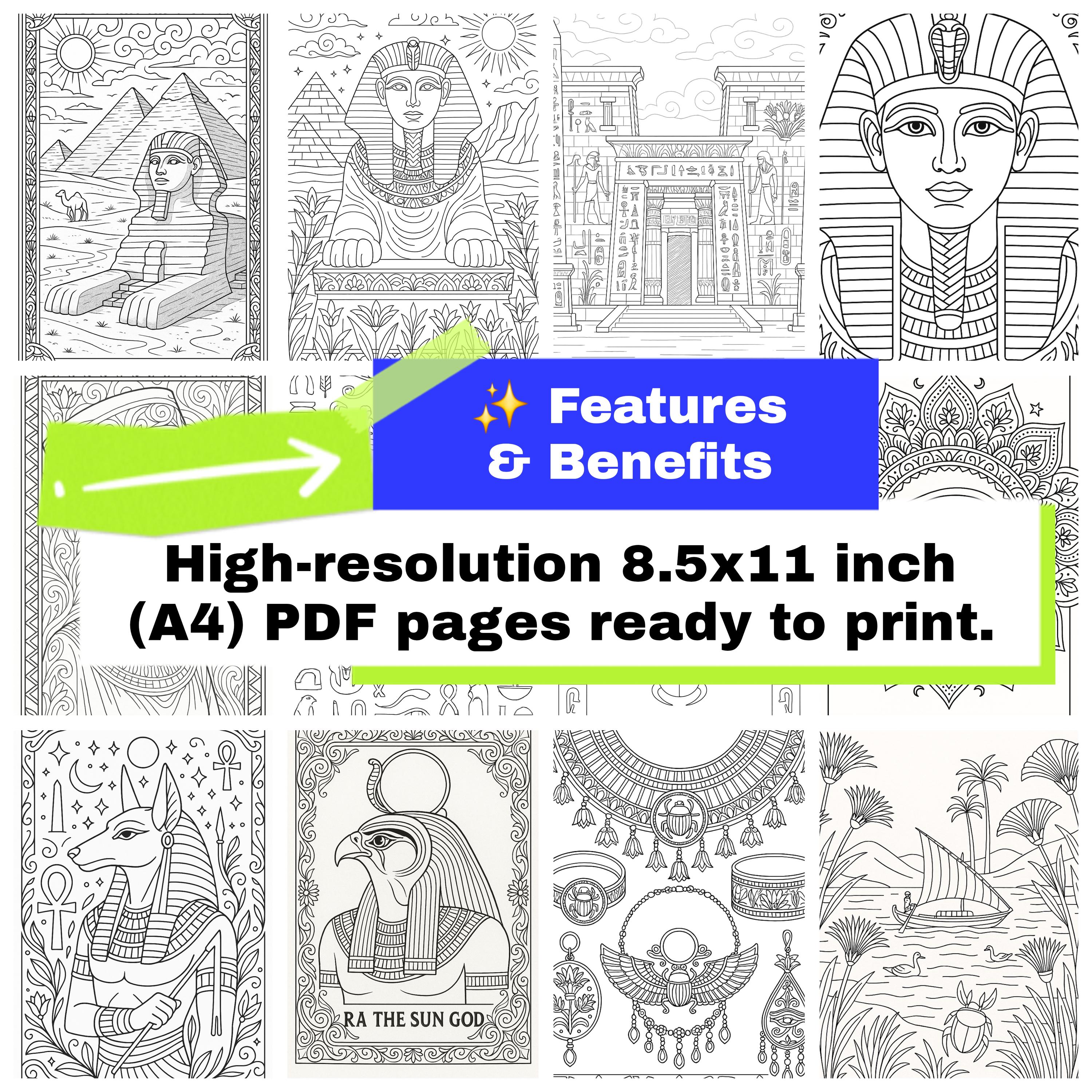 Ancient Egypt Coloring Pages | 12 Printable Sheets With Pyramids ...