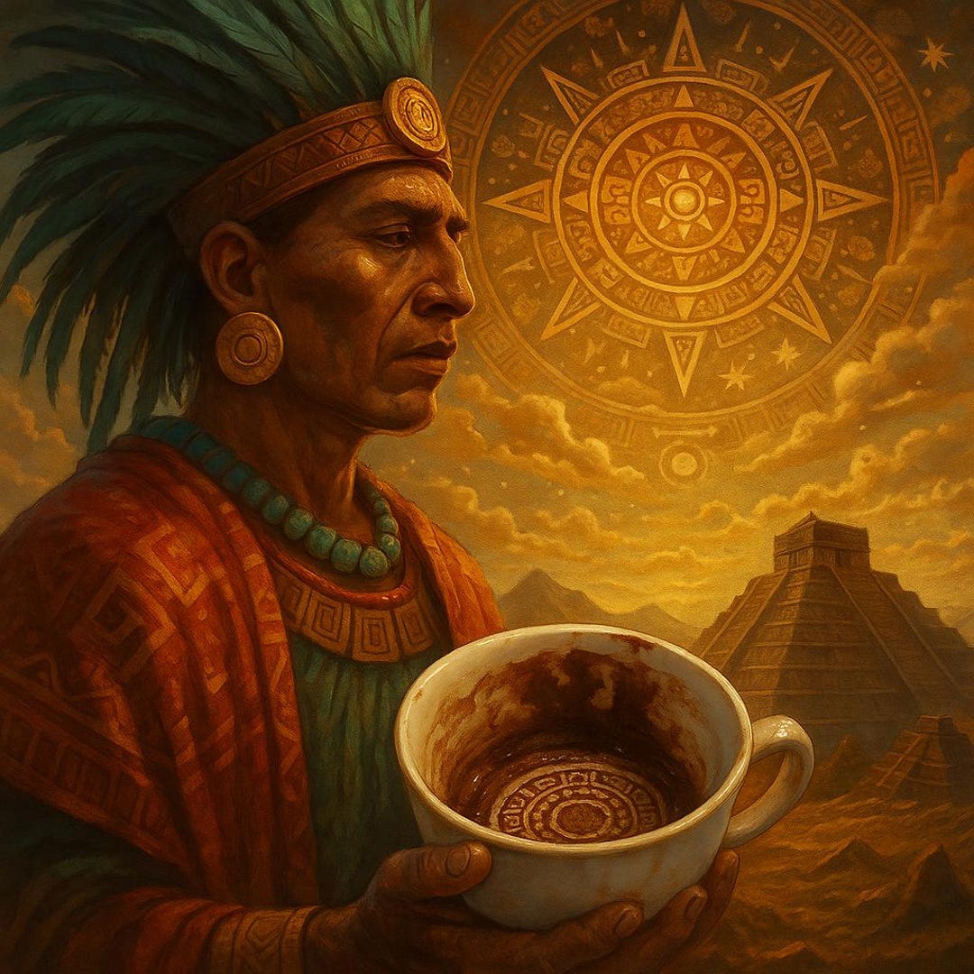 Aztec Sun Mystery Coffee Reading | Ancient Priest Wall Art | Spiritual ...