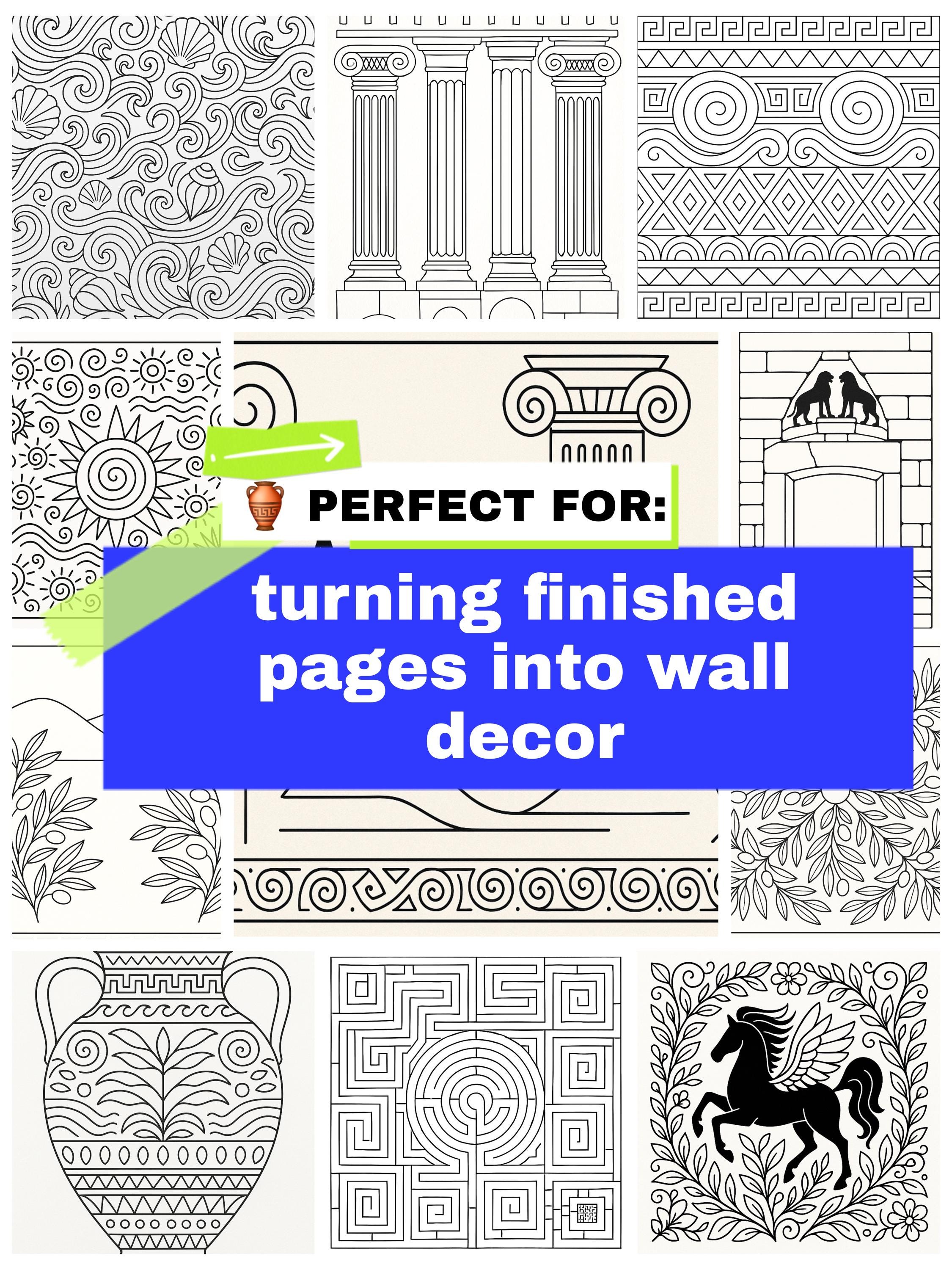 Argos Coloring Pages | Ancient Greek Patterns and Architecture Line Art ...