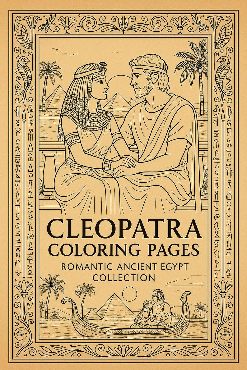 Cleopatra Coloring Pages – 5 Printable Ancient Egypt Line Art for ...