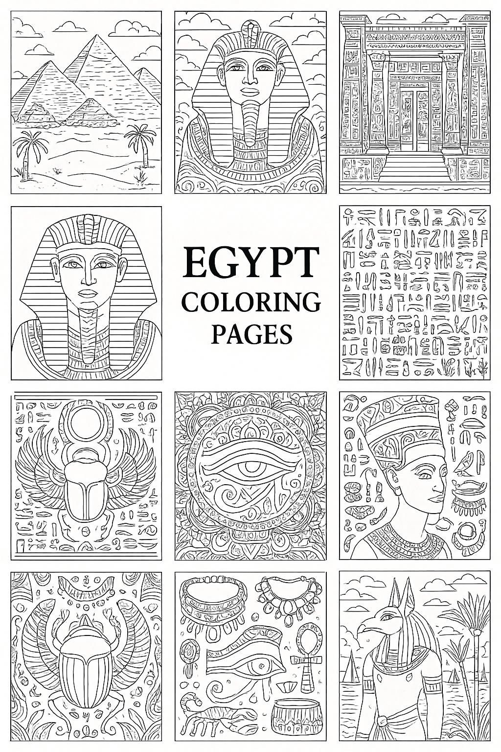 Ancient Egypt Coloring Pages | 12 Printable Sheets With Pyramids ...