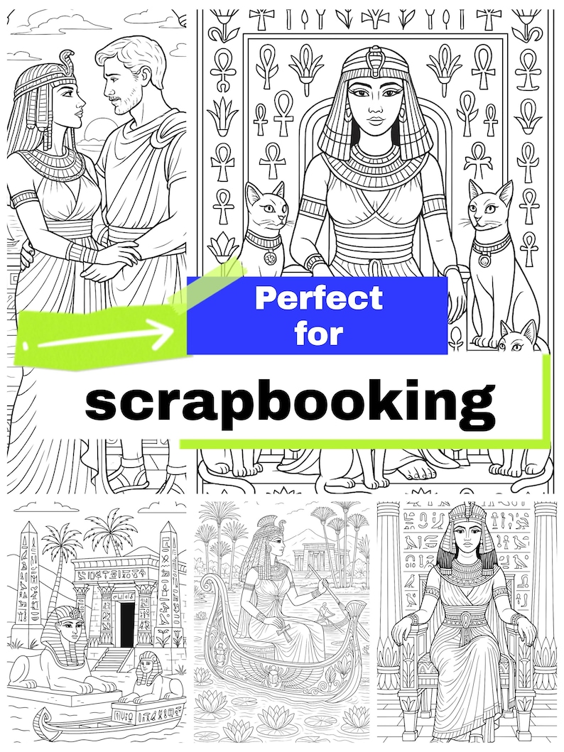 Cleopatra Coloring Pages – 5 Printable Ancient Egypt Line Art for ...