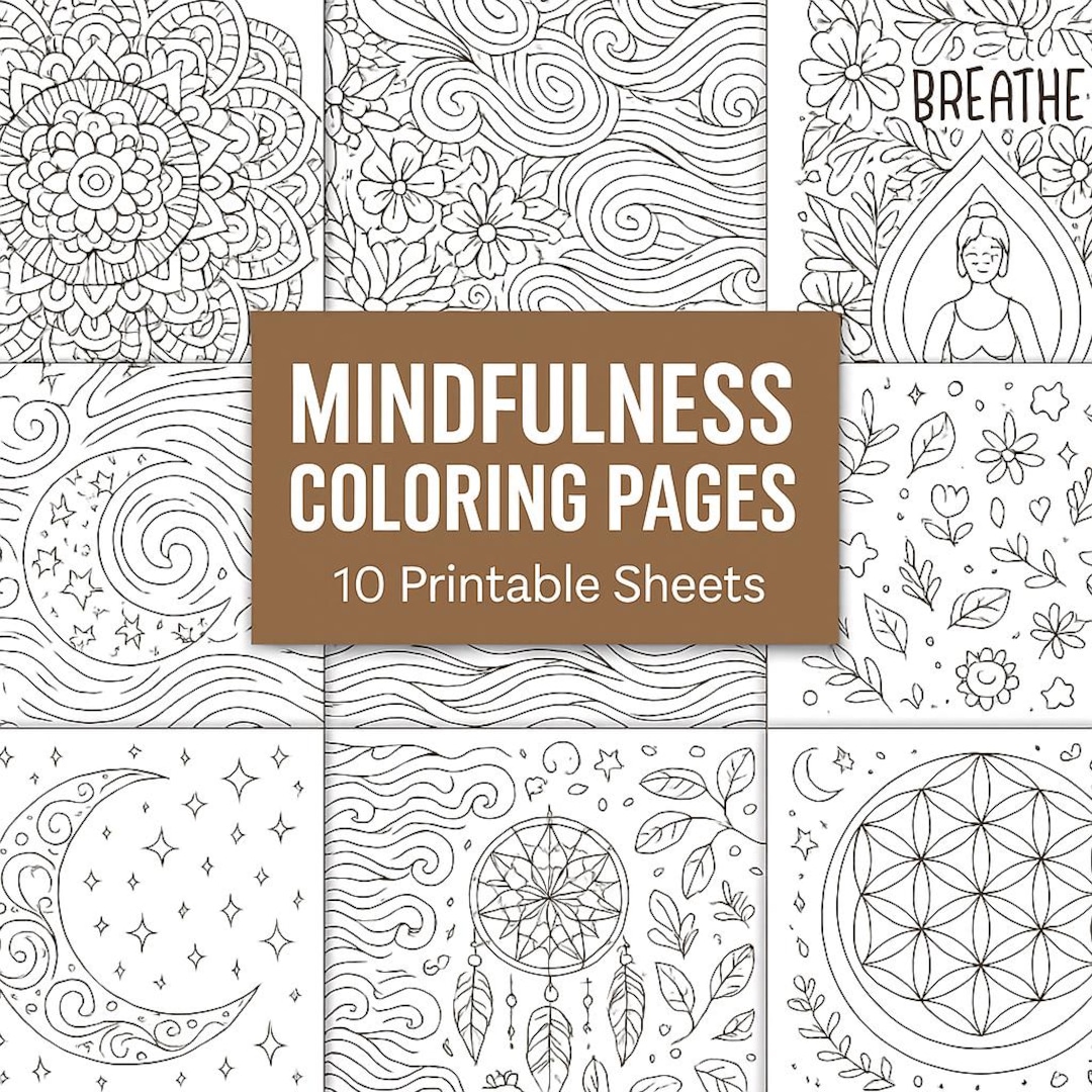 Mindfulness Coloring Pages | 10 Printable Relaxation Sheets | Mandalas