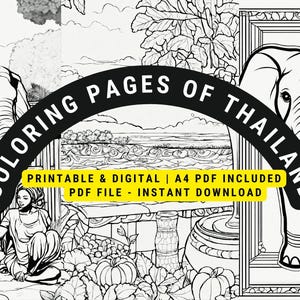 Thailand Coloring Pages | Tropical Culture and Travel Art | Printable Activity for Kids & Adults | Instant Download