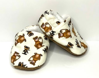 Monkey Baby Moccs |  Monkey Baby Shoes | Soft Sole Shoes | Baby Moccs | Fabric Shoes | Baby Shoes | Baby Shower Gift | Crib