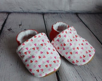 Hearts Moccs | Baby Shoes | Soft Sole Shoes | Baby Moccs | Fabric Shoes | Baby Slippers | Baby Shower Gift | Crib