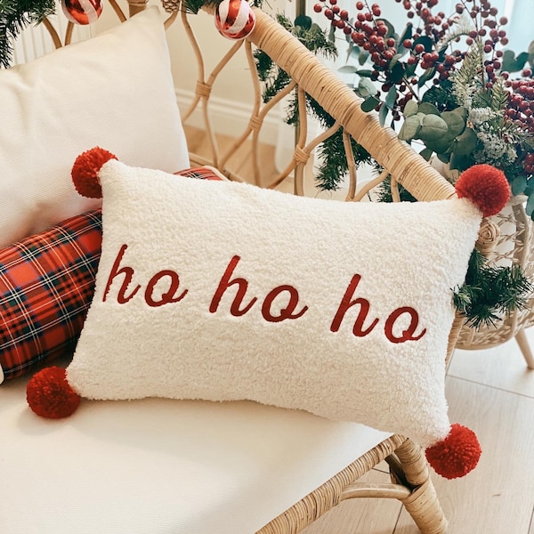 Housse d’oreiller Ho Ho Ho, Housse d’oreiller de Noël, Coussin de Noël, Décoration de Noël