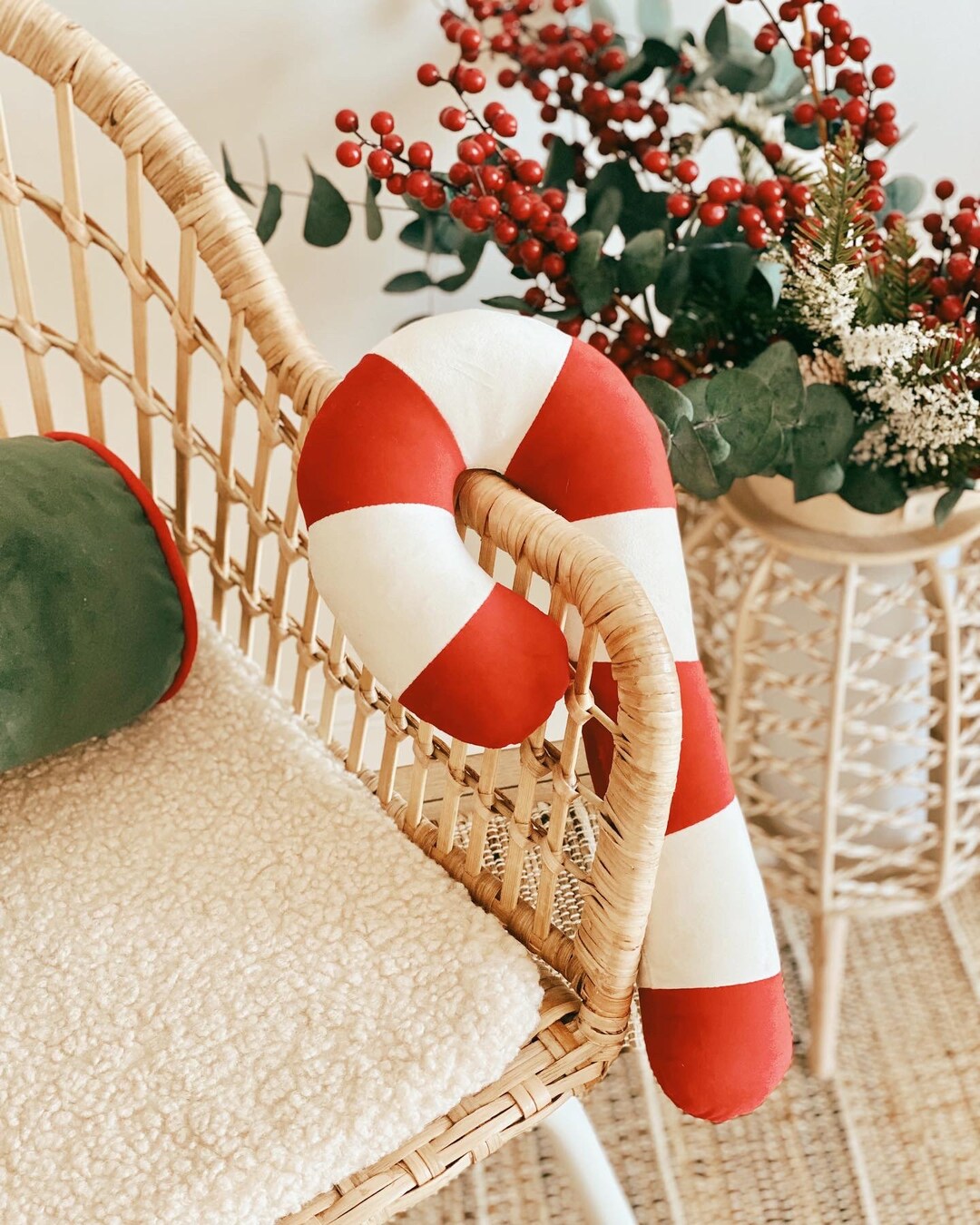Almohada de retazos con forma de piruleta roja, cojín decorativo