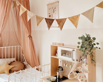 Bunte Erde Tuch Wimpel Girlande Linen-Rich Banner Flaggen für Outdoor Indoor Dreieck Flaggen Dekoration