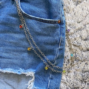 Rainbow hearts pants chain