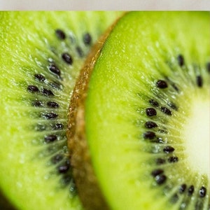 Handmade coaster, 4&quot; x 4&quot;, kiwi fruit, kiwi fruit slices, succulent kiwi fruit, multiple display options, multicolor, coaster, Food_26