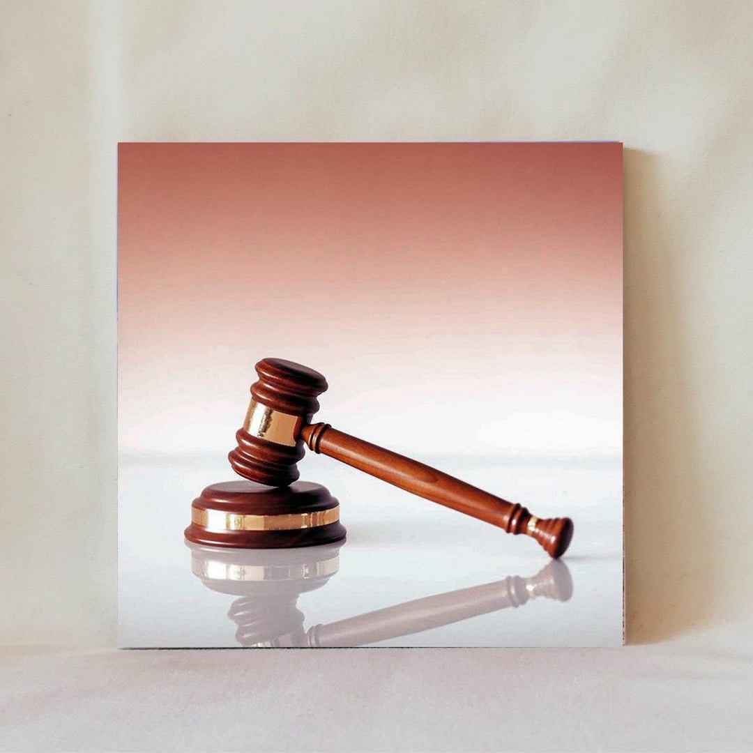 Decorative Tile, 4 X 4, Judge's Gavel, Justice Gavel, Order in the