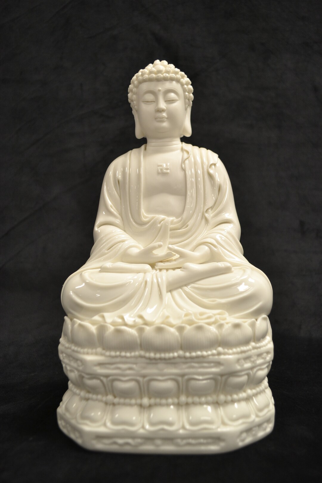 Large White Porcelain Buddha Statue /meditation /home Decor Etsy
