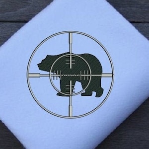 Bear Machine Embroidery Design, Bear in target Hunting Embroidery Design, 4 Sizes, Fill Stitch embroidery design