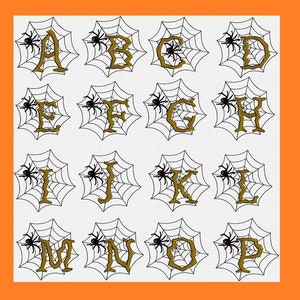Spider Web Machine Embroidery Design, Spider Web Font Embroidery Design