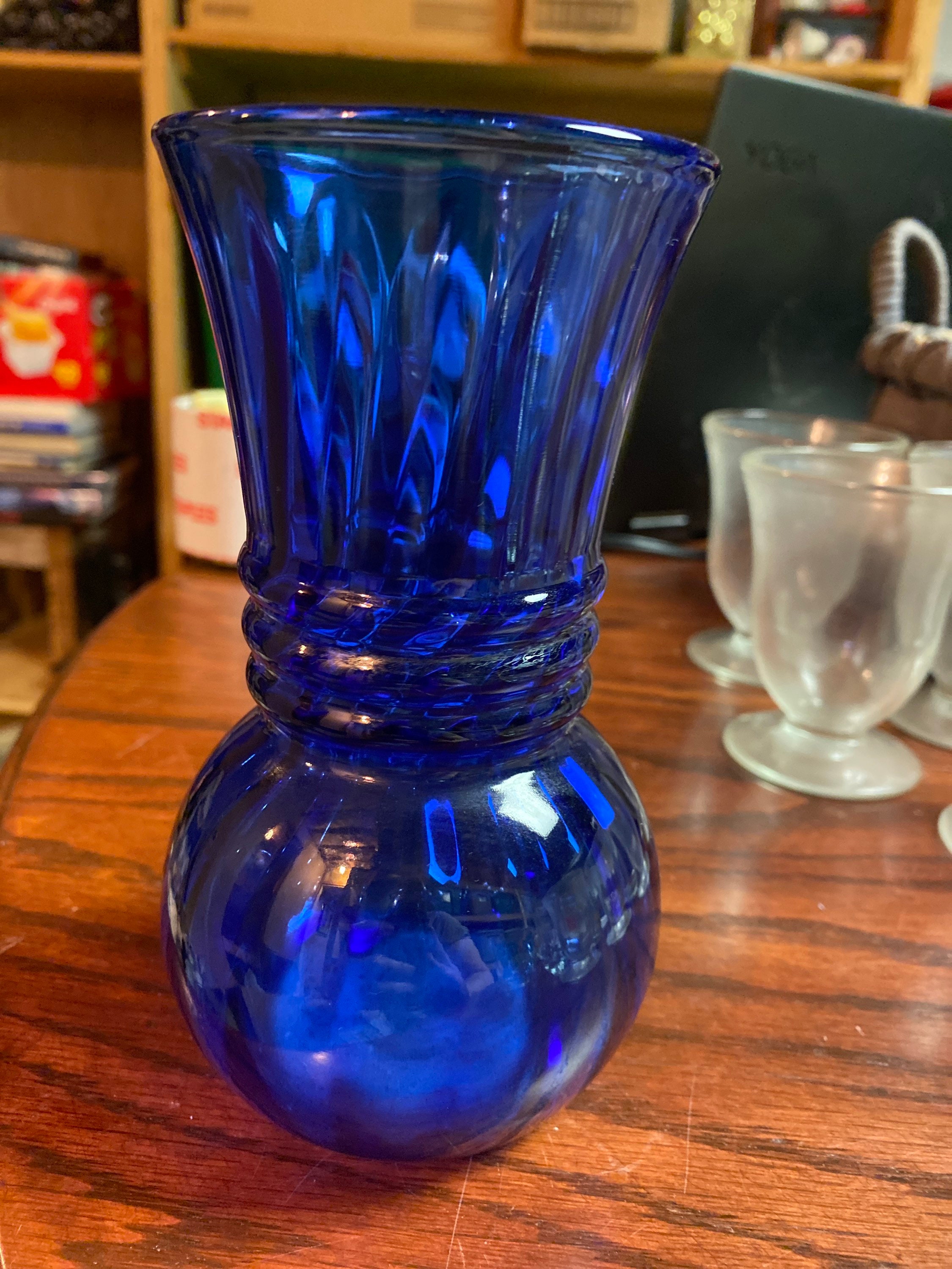 Indiana glass illusions cobalt vase | Etsy