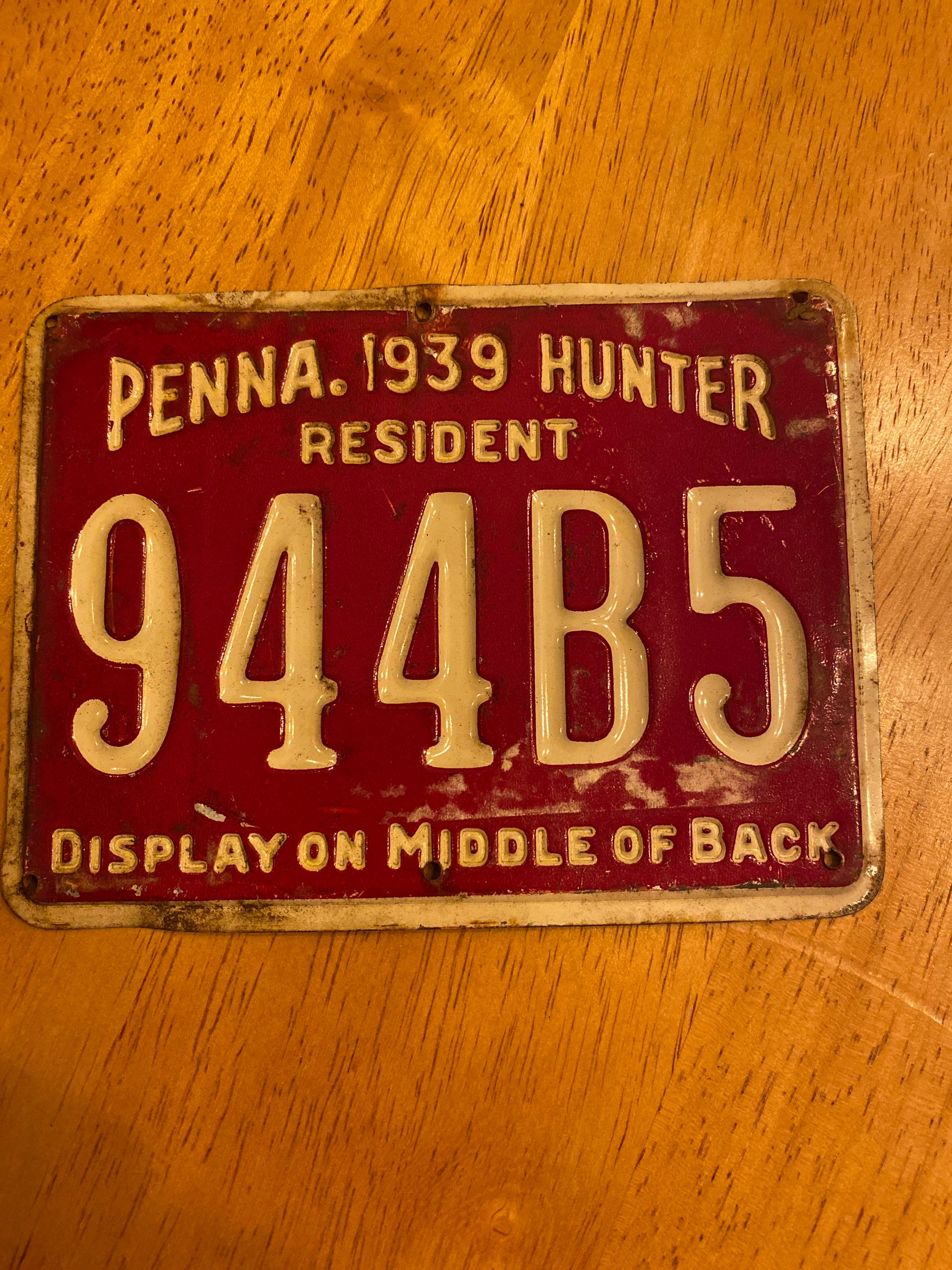 1939 Tin Pennsylvania hunting license Etsy