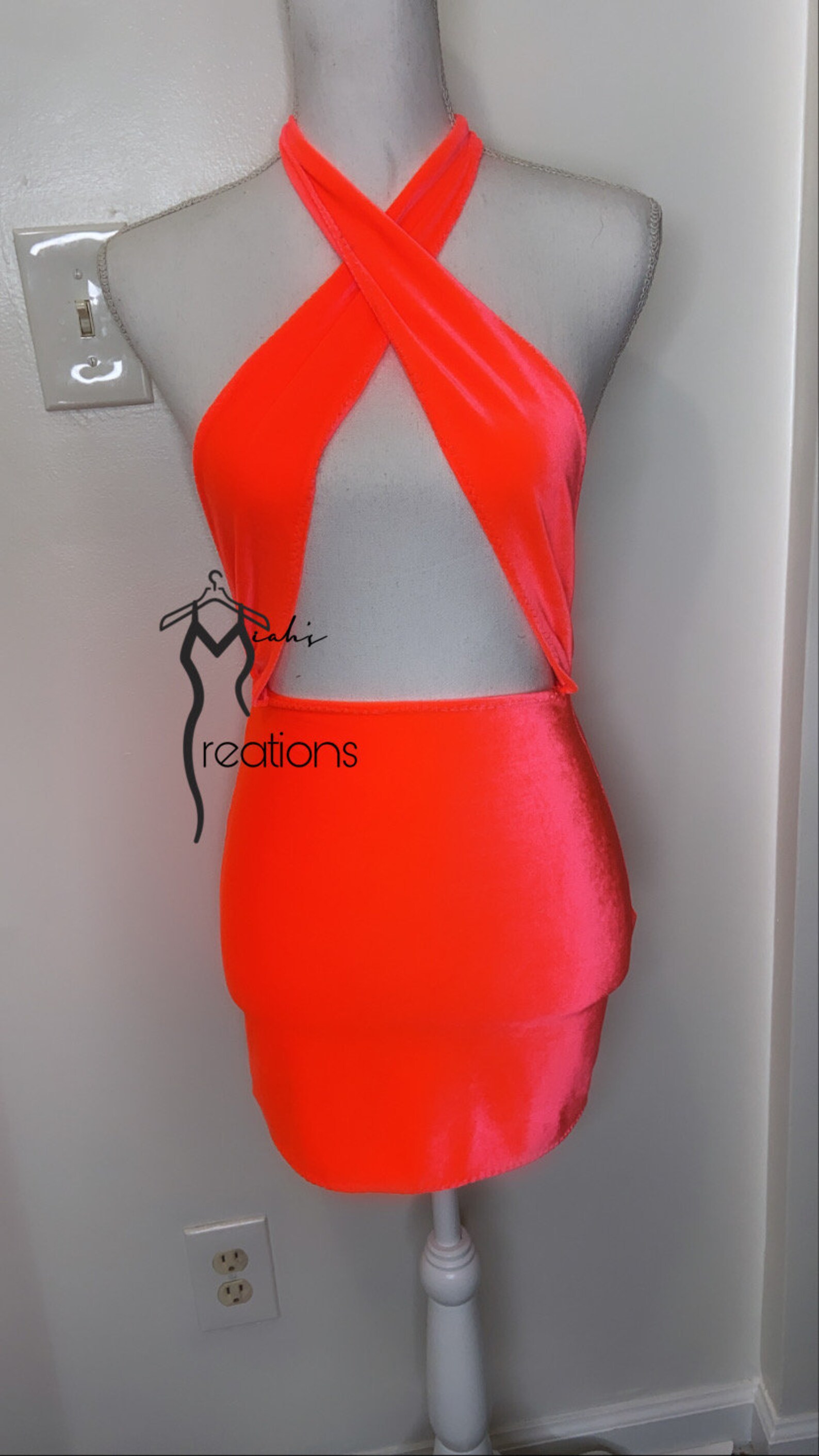 Two tone pink and orange wrap dress Etsy